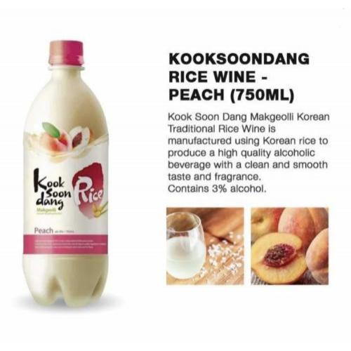 Kooksoondang Makgeolli Rice Wine(Peach) Alc 3% 750ml