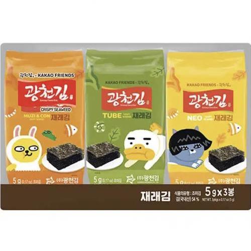 Kwangcheon Kakao Friends Kwangcheon Dosirak Seaweed 5gx3ea